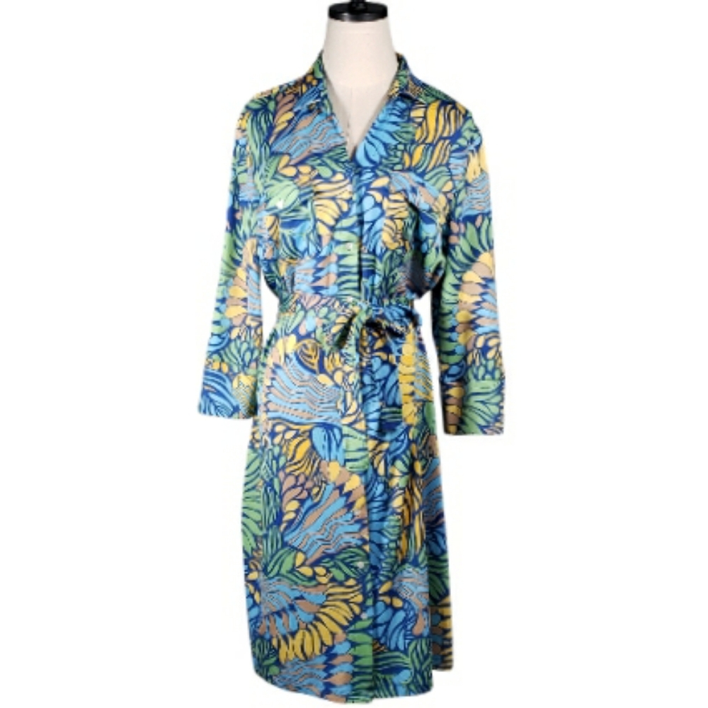J McLaughlin Brynn Shirt Dress Lyford Catalina Cloth Tropical Vacation XL Resort